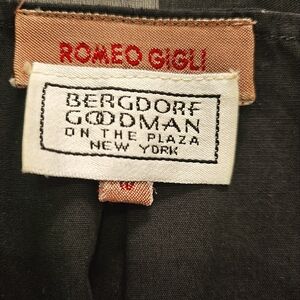 Romeo Gigli, Black Cotton Button Shirt, Shear, Collar, Sleeves, Size 44